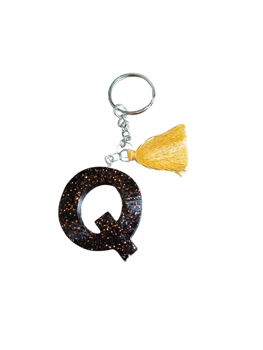 Letter Q Epoxy Keychain