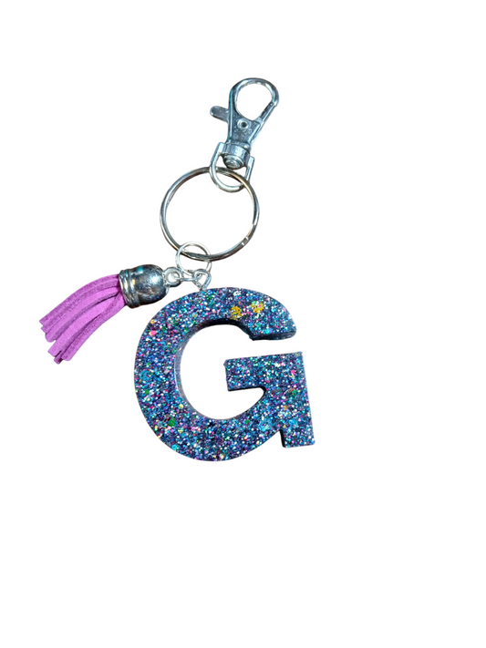 Letter G Epoxy Keychain