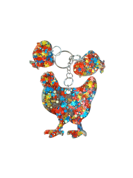 Mama Chicken Epoxy Keychain