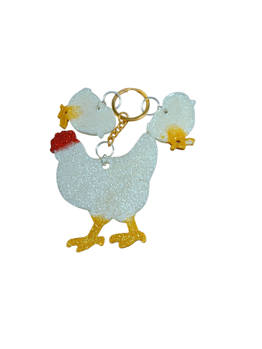 Mama Chicken Epoxy Keychain