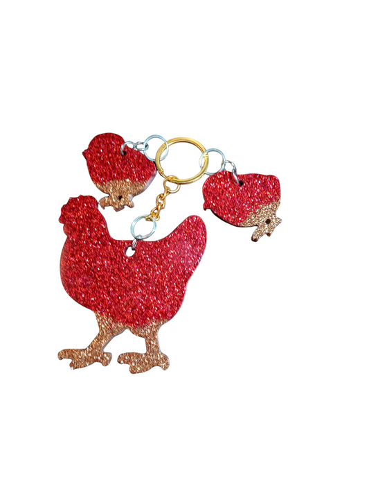 Mama Chicken Epoxy Keychain