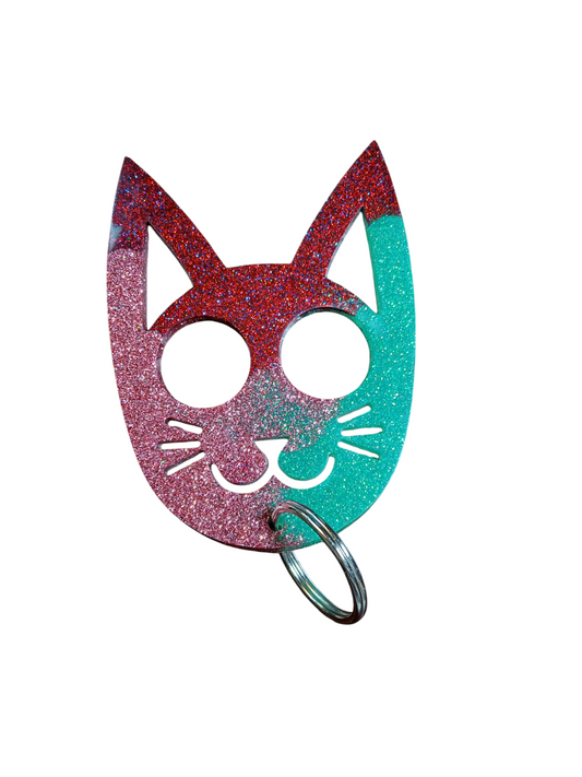 Self Defense Kitty Epoxy Keychain